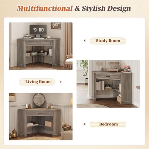 SEDETA Farmhouse Corner Desk for Small Space, White Small Computer Desk - Image 5