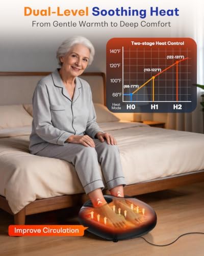 PACOVY Shiatsu Feet Massager, Foot Massager with Heat, Deep Kneading, Vibration and Air Compression for Plantar Fasciitis, 2 Heat Levels, Birthday Gifts for Women Mom Dad - Image 5