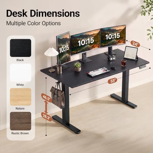 Claiks 55 x 24 Inch Black Electric Standing Desk - Image 3