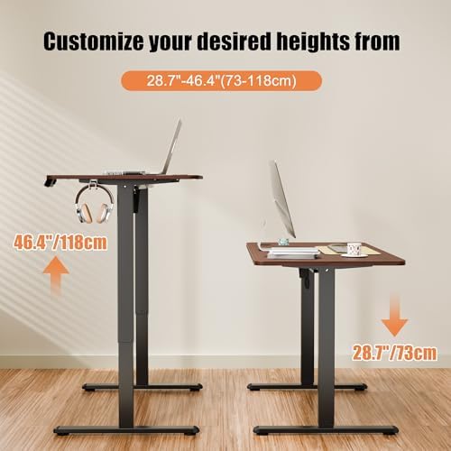 47"x24" Standing Desk, Height Adjustable Sit-Stand Home Office, Walnut - Image 4