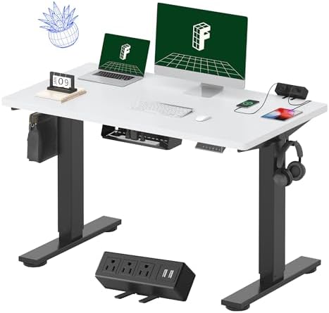 FLEXISPOT EN2 48"x24" Standing Desk with Power Strip Bundle, White by Unknown