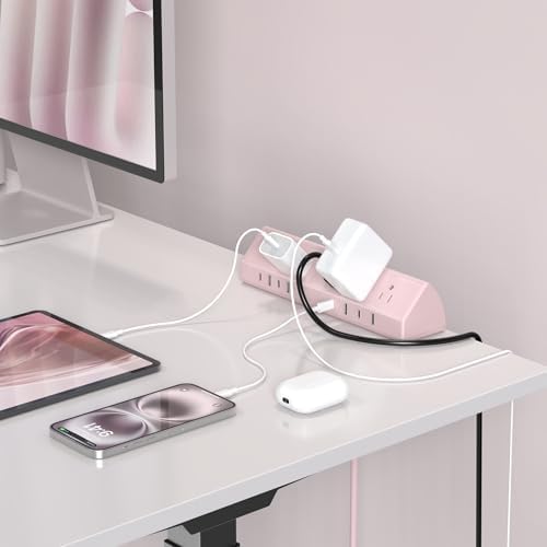 Jgstkcity Desk Clamp Power Strip USB C 45W,Surge Protector,Pink - Image 4