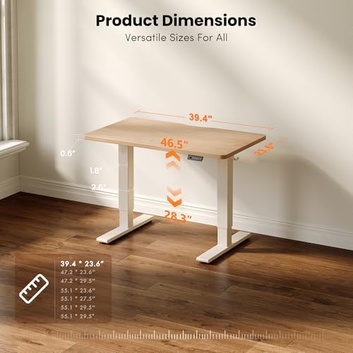 CubiCubi Electric Height Adjustable Standing Desk 40x24 Inch, Natural Oak - Image 2