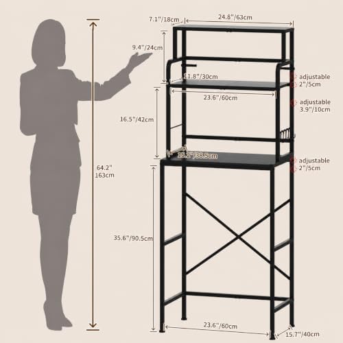 3 Tier Mini Fridge Stand Shelf with Storage for Kitchen and Dorm（Black) - Image 2