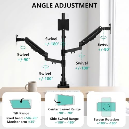 WALI Stacked Triple Monitor Mount for 49" UItrawides and Dual 34" Monitors - Image 3