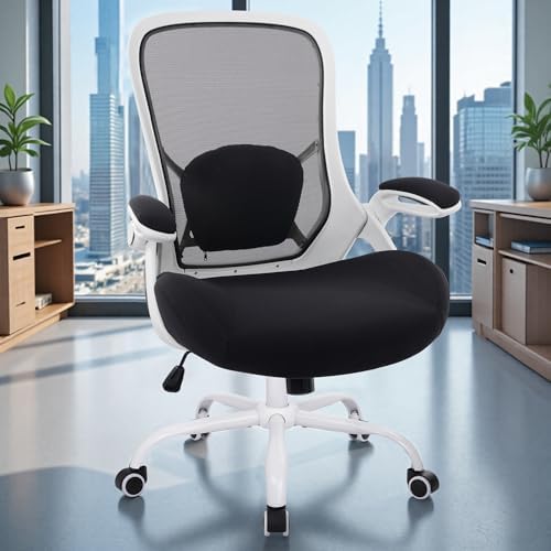 HYLONE 400lbs Heavy Duty Office Chair, Computer Desk Chair(White&Black) - Image 2