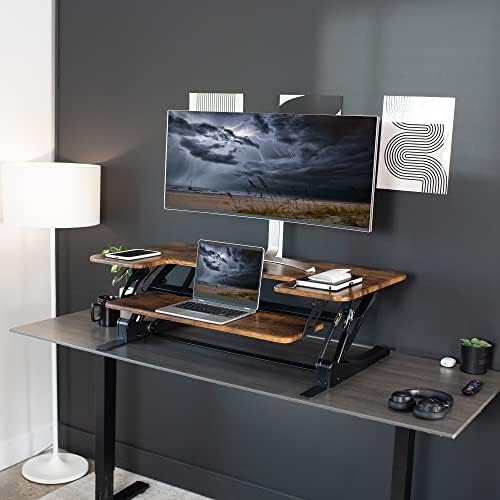 VIVO Rustic Vintage Brown 42 in Standing Desk Converter, DESK-V000VLN - Image 6