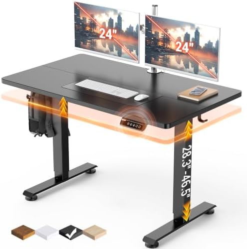Veken 47.2 Inch Large Electric Standing Desk, Gaming Table, Black by Veken