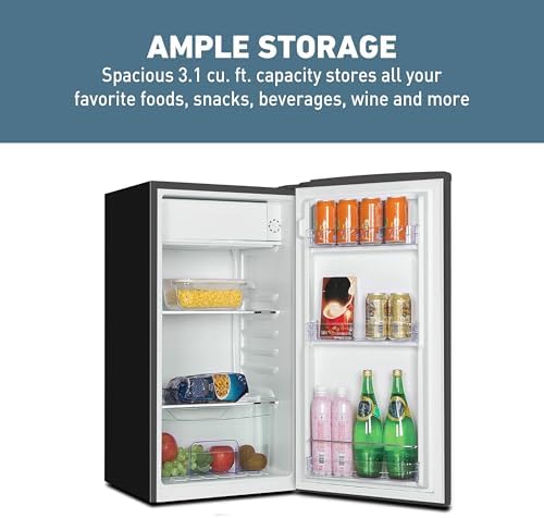 West Bend Mini Fridge for Bedroom, Office, Bar or College Dorm Room, Retro Compact Refrigerator features single door, removable glass shelves and adjustable temperature control, 3.0-Cu.Ft., Black - Image 5