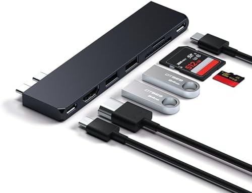 Satechi 7-in-1 USB-C Hub Pro Slim, 100W Charging, 4K HDMI, USB4, Midnight - Image 2