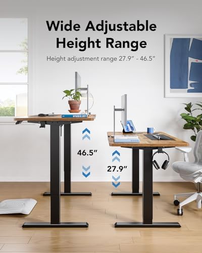 HUANUO 48x23 Inch Electric Standing Desk, Adjustable, Rustic Brown - Image 4
