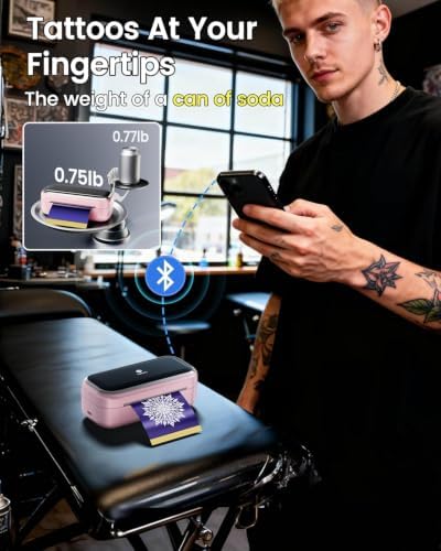 Phomemo Tattoo Maker -Mini Tattoo Stencil Printer Machine TP31 with 30pcs Transfer Paper,Small Portable Tattoo Machine for Beginners/Enthusiast/Artists,Easy to Use with Smartphone,Pad- Pink - Image 3
