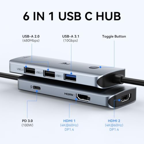 LIONWEI USB C Docking Station Dual Monitor HDMI, Laptop Multiport Adapter - Image 2