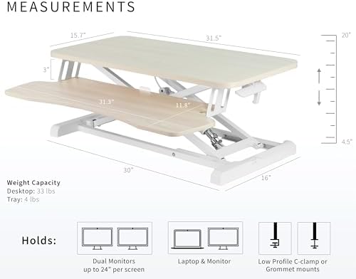 VIVO Light Wood 32 inch Standing Desk Converter, DESK-V000KF - Image 3