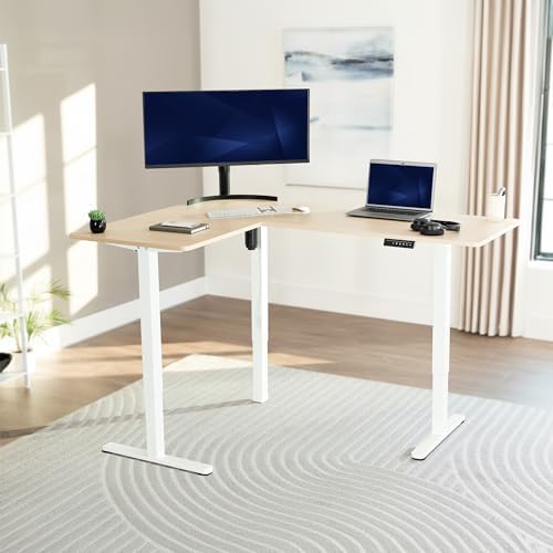 VIVO Light Wood 63 x 47 in Corner Standing Desk, DESK-E3CTWC-47 - Image 2