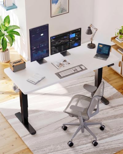HUANUO 70x 30 Inch 3-Stage Electric Standing Desk, Brushless Motor, White & Black - Image 2