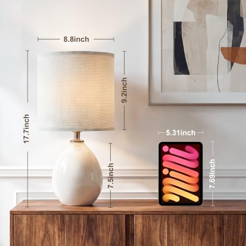 Dawnwake 17.7" Ceramic Table Lamps Set of 2 for Living Room Bedroom, White - Image 6