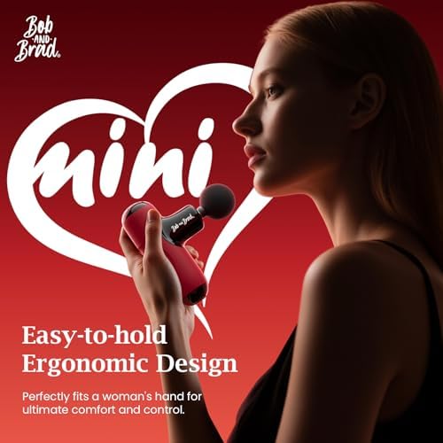 BOB AND BRAD Q2 Mini Massage Gun for Women - Portable Muscle Pain Relief, Powerful Deep Tissue Percussion Massager, Ultra Quiet Handheld Massager, Designed for Travel - Red - Image 2