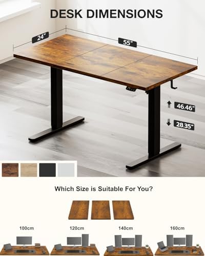 Acrolix 55x24 Electric Standing Desk with Cable Net, Rustic Brown - Image 2