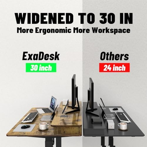 48 * 30 Inches Electric Standing Widened Desk Adjustable Height with 4 Drawers, Double Storage Shelves Stand Up Desk, Home Office Workstation Sit Stand up Desk (Rustic Brown) - Image 4