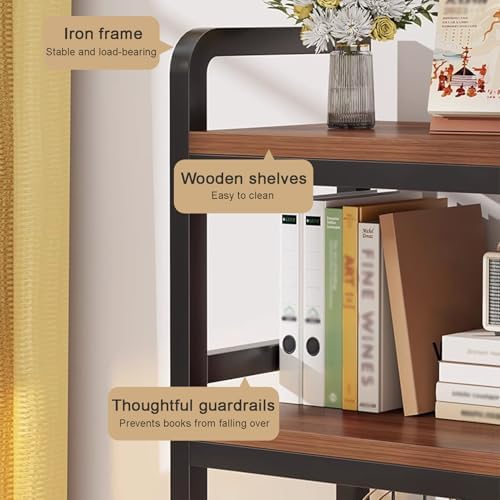 Computer Desktop Bookcase 2-Tier Multipurpose Wood Desktop Bookshelf Desktop Hutch Storage Organizer Desk Display Rack for Office Home Dormitory, Black/White - Image 7