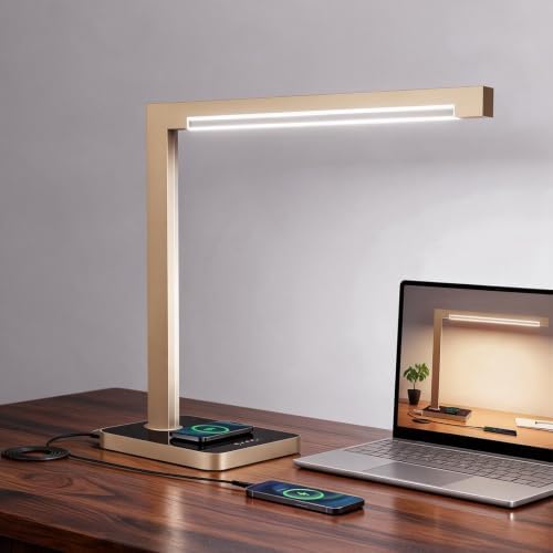 Aluminum LED Desk Lamp with Charging Station, 15W Tasking Light by Hengsense