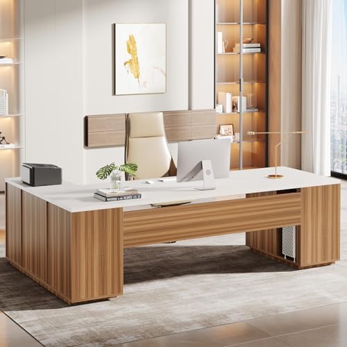 Tribesigns 85.8-Inch L-Shaped Executive Desk, Extra Large Home Office Desk by Tribesigns