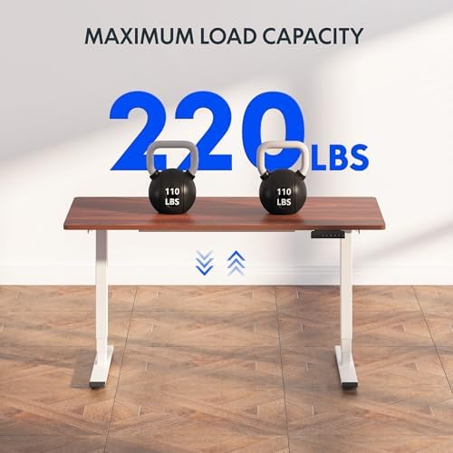 FLEXISPOT E6 Essential 3 Stages Dual Motor Electric Standing Desk 48x24 Inch Whole-Piece Board Height Adjustable Desk Electric Sit Stand Desk(White Frame + Mahogany Desktop, 2 Packages) - Image 6