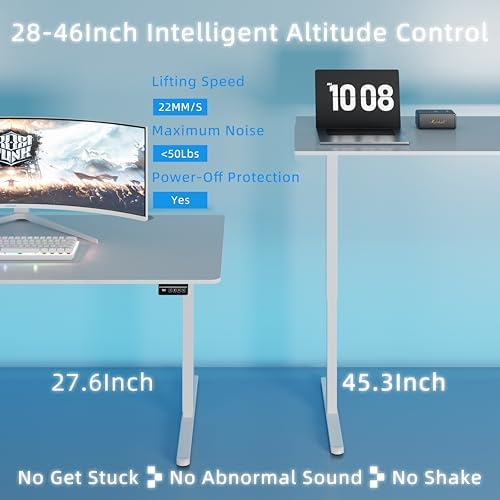 Shintenchi Standing Desk, 71x31 Inch Height Adjustable Electric Sit Stand up Desk, Ergonomic Rising Computer Table, Modern Lift Gaming Desk Workstation for Home Office, White - Image 5