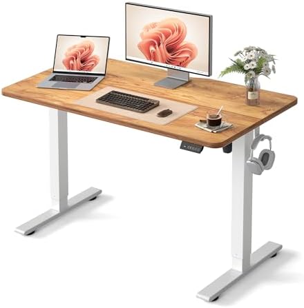 FEZIBO 48" Electric Standing Desk Height Adjustable Desk, Light Rustic by FEZIBO