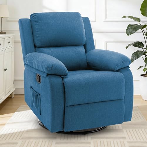 Korser Recliner Chair, 360 Swivel Rocker Chair for Adults, Small Rocking Recliner for Small Spaces, Upholstered Fabric Glider Recliner Nursery by KORSER