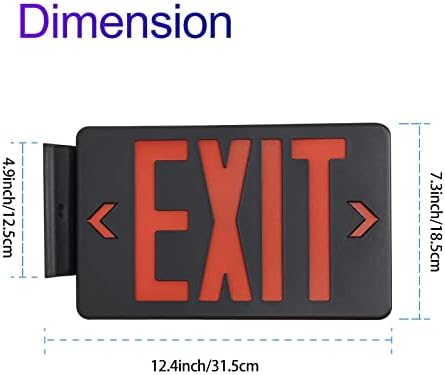 TANLUX Red Exit Sign with Black Housing, LED Emergency Exit Light with Battery Backup, UL Listed, Hardwired Exit Signs with Emergency Lights, Commercial Emergency Lights for Business - 4 Pack - Image 3