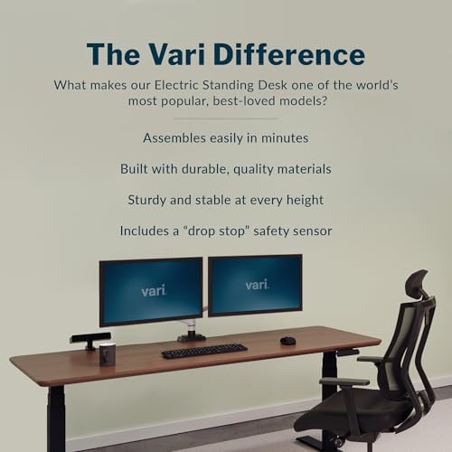Vari Classic Electric Standing Desk – 72x30 – Walnut/Black - Image 3