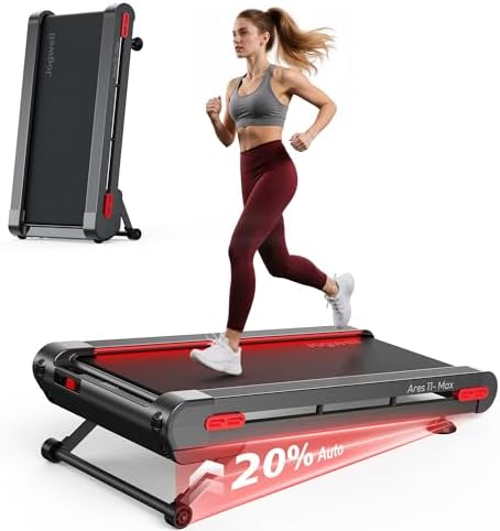 Jogwell Walking Pad Treadmill with 12%/20% Auto Incline, 43"x18" Extra-Wide by Jogwell