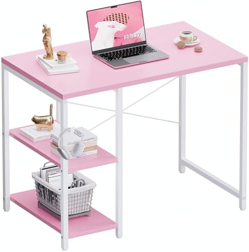Pamray 32 Inch Small Computer Desk with Shelves for Bedroom Small Spaces by PAMRAY