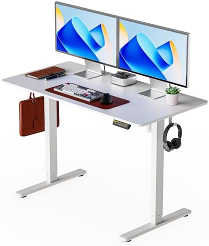 48 x 24 Inch Electric Standing Desk, 3 Memory Presets, White by GamorkLLC