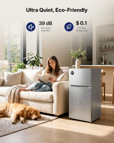 Upstreman Mini Fridge with Freezer, 3.0 Cu.Ft Refrigerator with 2 Doors - Image 5