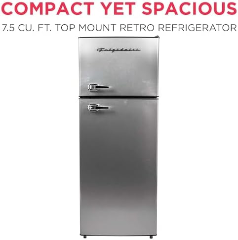 Frigidaire, 2 Door Apartment Size Refrigerator/Freezer Combo, 7.5 cu ft, Platinum Series, Stainless, 23" D x 21.5" W x 55.5" H - Image 3