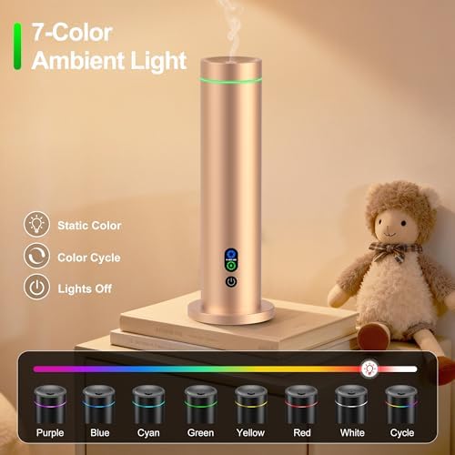 Maromalife Waterless Diffuser, Essential Oil Diffuser, 1000 Sq.Ft Coverage Scent Diffuser – Plug-in Only, Adjustable Mist, Remote, Mood Lights for Home & Office, Large Room, Hotel, Gold - Image 5