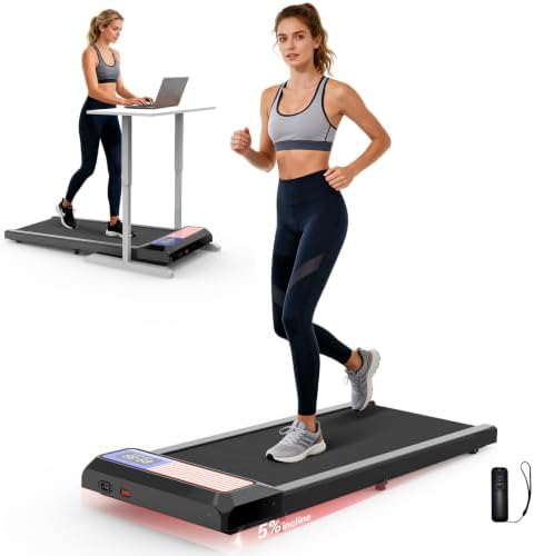 2.5HP Quiet Portable Walking Pad, Walking Pad Treadmill with 8% Incline, Under Desk Treadmill for Home Office, 265 lbs Capacity, Compact Treadmill for Small Spaces with 15" x 35.4" Belt by LIYLOU