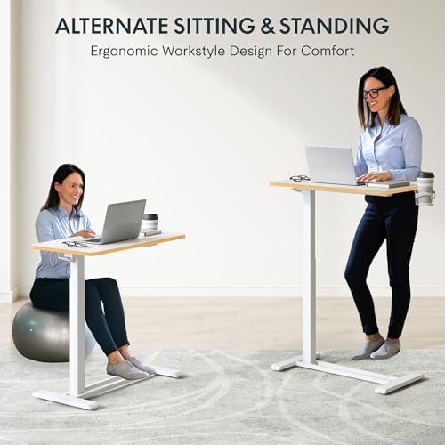 FLEXISPOT H7 28" Pneumatic Height-Adjustable Overbed Table with Wheels - Image 5