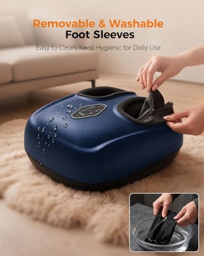 Shiatsu Foot Massager with Heat & Air Compression, Remote Control, Washable Sleeves, Multi Intensity Knead, Auto Timer, Safe Foot Massage Machine for Home & Gifts (Dark Blue) - Image 5