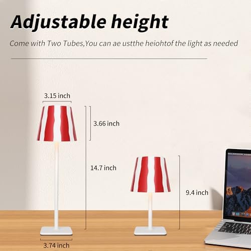 Mr. White Outdoor Waterproof Cordless Wireless Rechargeable Portable Top Touch Battery Operated Powered LED Table Lamp Desk Lamp Lights for Restaurant Kitchen Patio Dinner Dining (Red) - Image 4