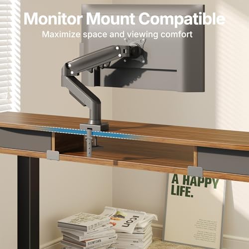 HUANUO 40" X 24" Electric Standing Desk with 2 Drawers, C-Clamp Mount Compatible, Height Adjustable Computer Desk, Home Office Stand Up Desk with 4 Preset Heights & 2 Hooks, Walnut - Image 4