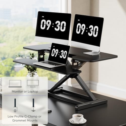 FLEXISPOT 42" Electric Standing Desk Converter, Motorized Sit to Stand Desk Riser, Height Adjustable Desktop Dual Monitor Workstation with Large Keyboard Tray, Black - Image 7