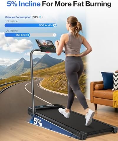 COZYINN Foldable Treadmill with Incline, 320 Lbs Capacity Compact Walking Pad with Handle Bar, 2 in 1 Portable Treadmills for Home/Office, 3.0HP Quiet Under Desk Treadmill with Remote Control & APP - Image 4