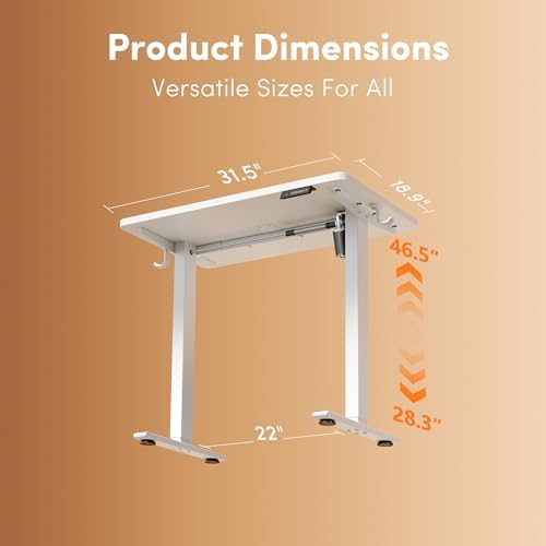 FEZIBO Standing Desk 32 × 19 Inch Electric Height Adjustable, White - Image 3