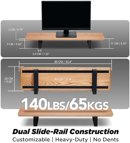 ULTRARM Moodular Wooden Monitor Stand Desk Organizer, Standard 33.4" Oak - Image 4