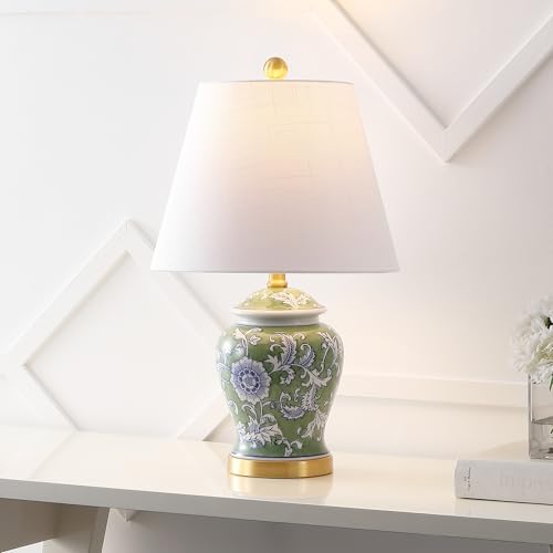 JONATHAN Y Penelope Ginger Jar 22" LED Table Lamp, Green/White - Image 2