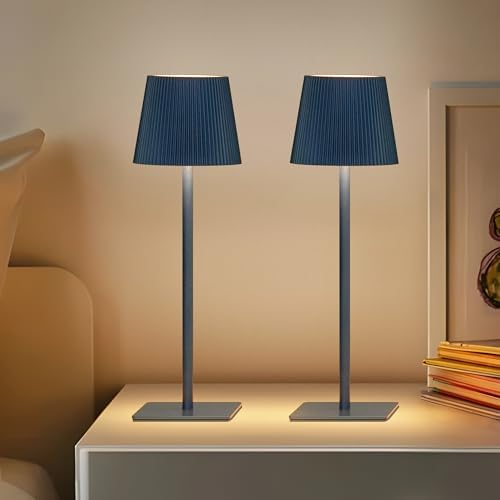 LUTEC 4 Pack Cordless Table Lamp,6000mAh Rechargeable Battery Operated Desk Lamp,Two Adjustable Heights,Waterproof, Touch Control & 3 Color Stepless Dimming for Restaurant/Bedroom/Bars/Outdoor (Blue) - Image 7